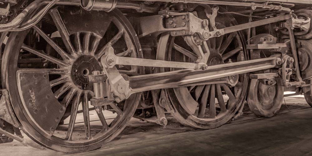 Automotive driving wheels in a monochrome picture