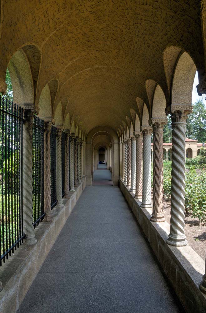 View looking down the cloisters