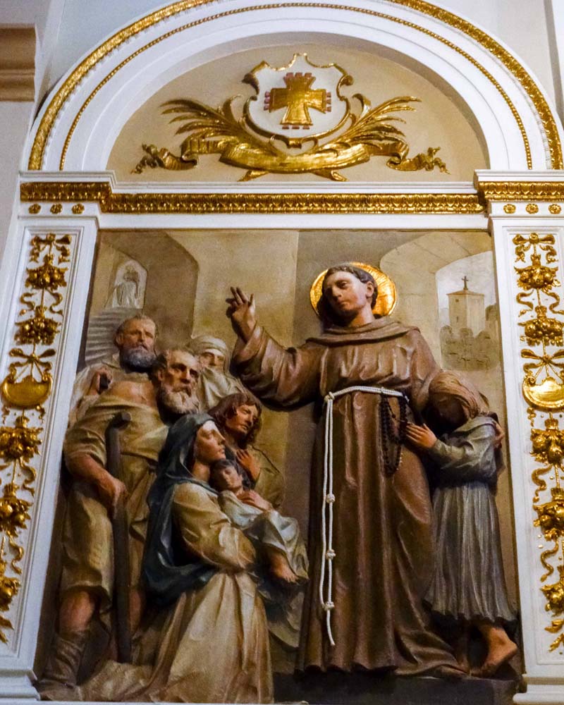 Close-up of painting of marriage of Joseph and Mary