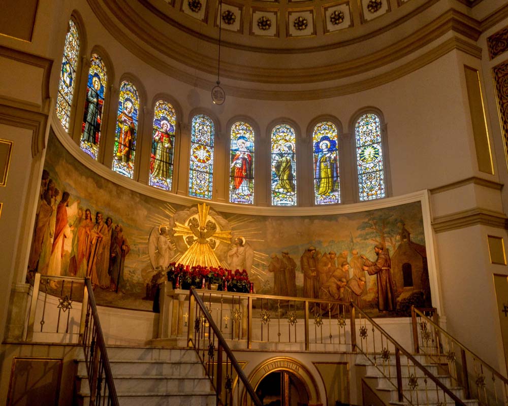Picture of Holy Spirit rise, with mural of the Holy Spirit ... Holy Spirit depicted as a shining dove