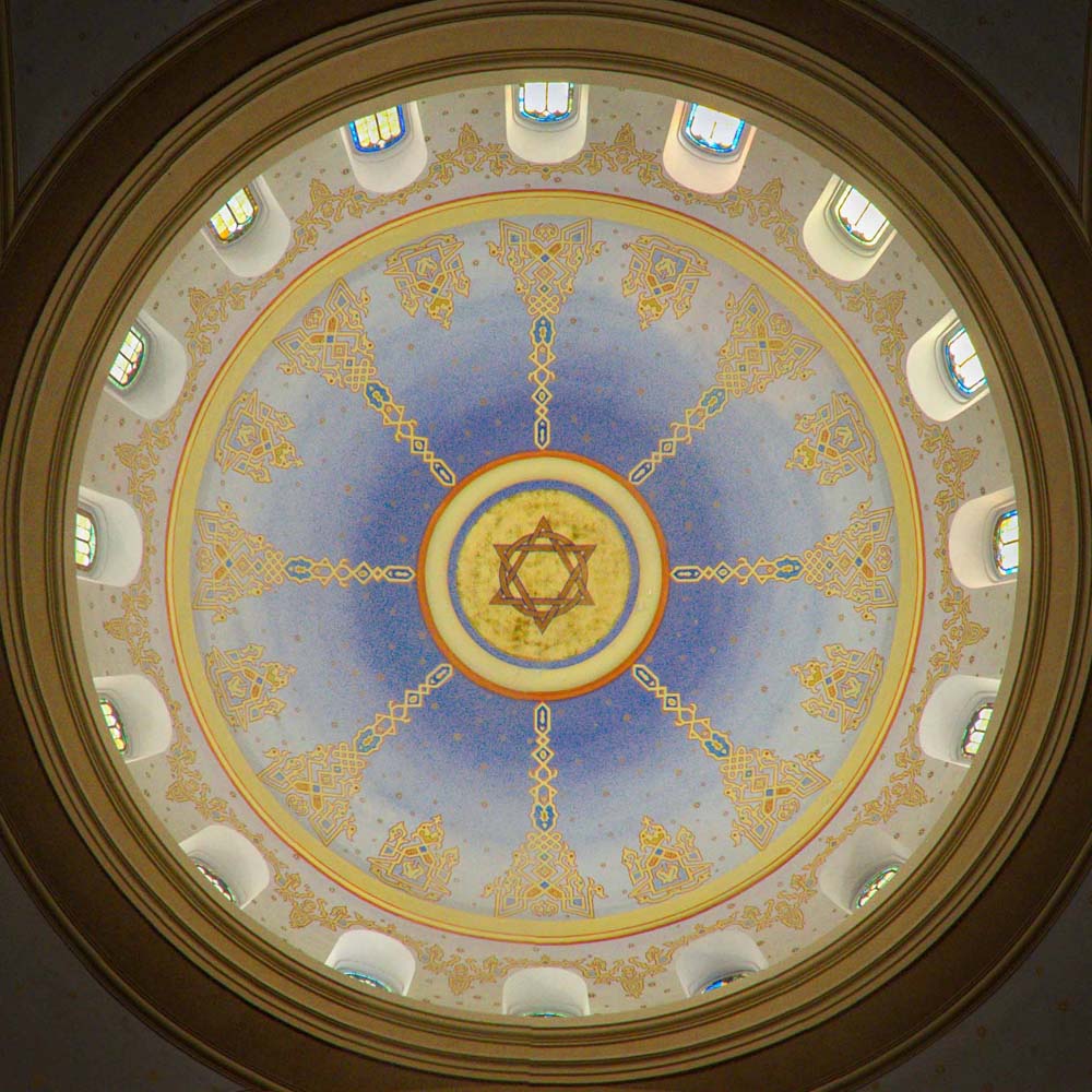 Detail of the cupola ceiling showing the 16 windows around the sides