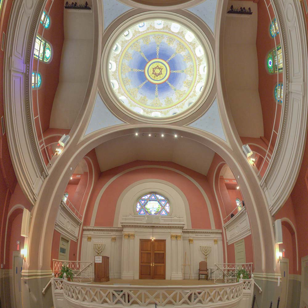 Wide angle view of the ceiling cupola and ark