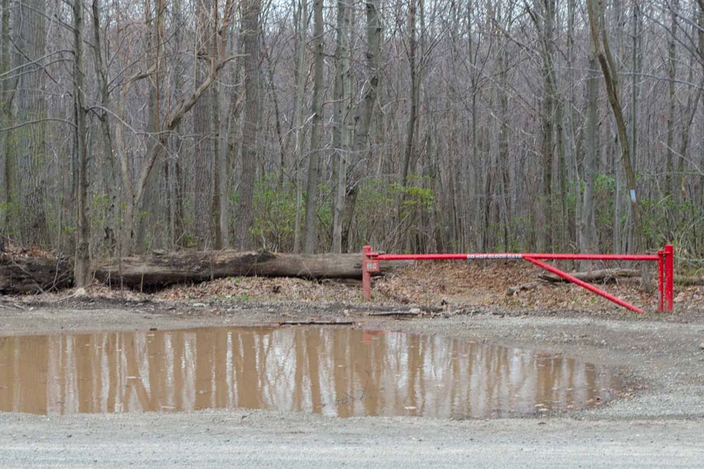 Flooded parking lot on Gambrill Park Road