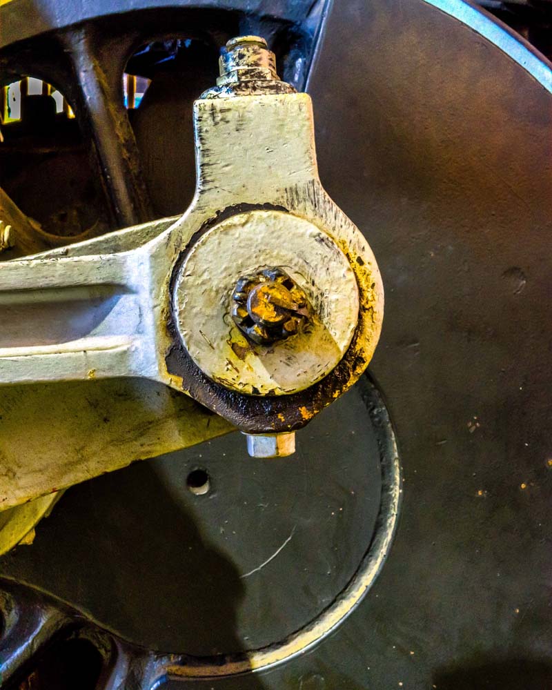 piston rod attached to a locomotive wheel